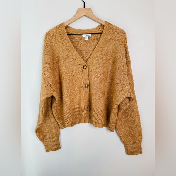 Sold Topshop Camel Basket Weave Stitch Cardigan - Picture 6 of 9
